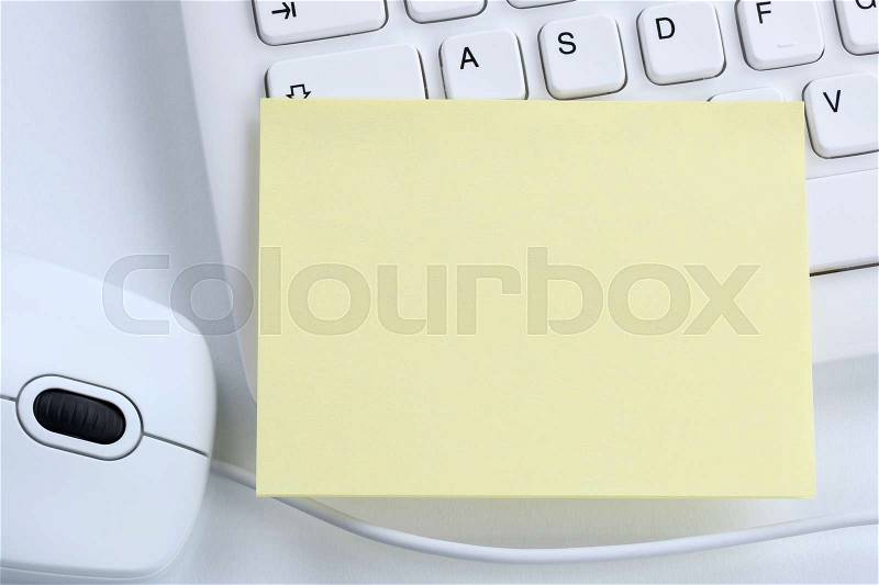Empty blank notepaper note notes business concept copyspace copy space information message office computer keyboard, stock photo