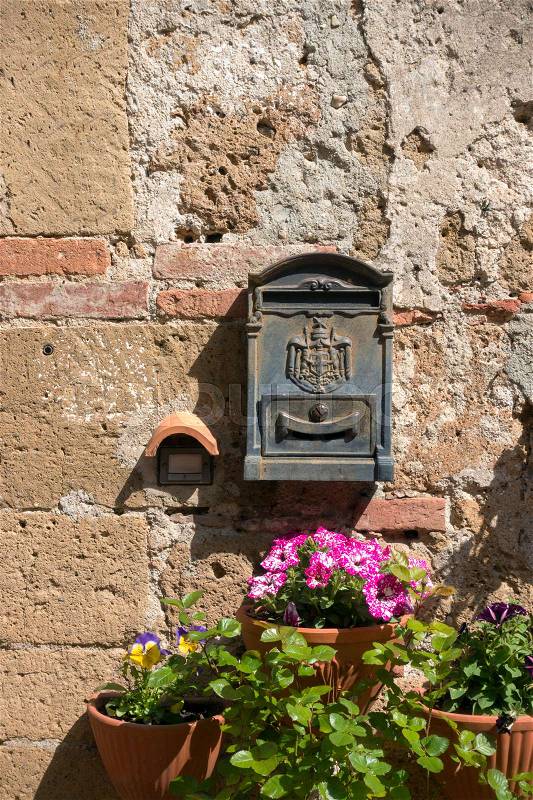 Retro letter-box on a wall , stock photo