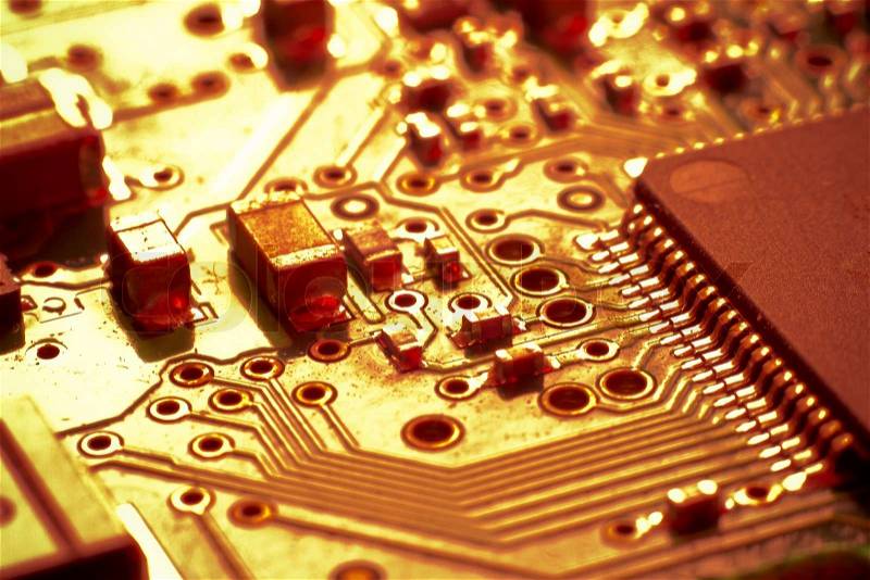 Close up of electronic circuit board, stock photo