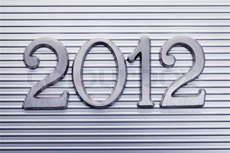 Number 2012 in small metallic letters, stock photo