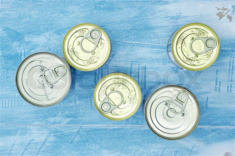 A studio photo of canned food, stock photo
