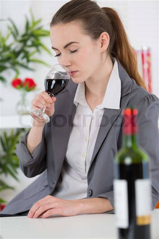 Woman drinking wine beautiful young woman drinking wine, stock photo