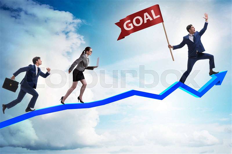 Businessman achieving his business goals and targets, stock photo