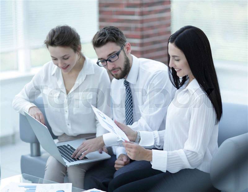 Modern business team working with financial charts in the office. photo with copy space, stock photo
