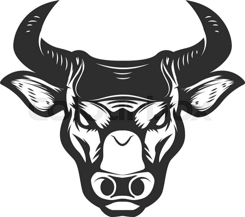 Bull head icon isolated on white background. Design element for poster