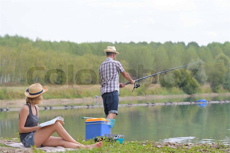Couple fishing, stock photo