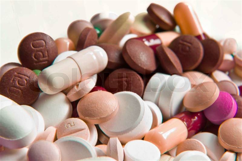 Background made of colorful pills, stock photo