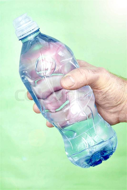 A studio photo of a sports water bottle, stock photo