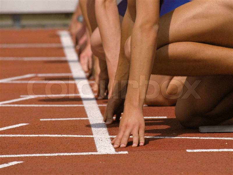 Runners at the starting line, stock photo