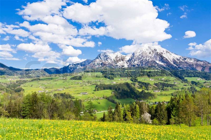 Alpine landscape in the springtime, stock photo