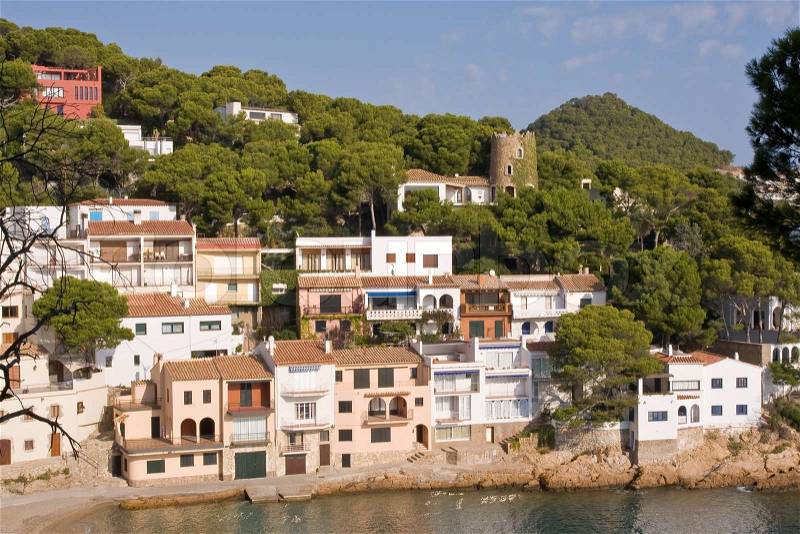 Beautiful small village on the coast of Costa Brava, Spain, stock photo