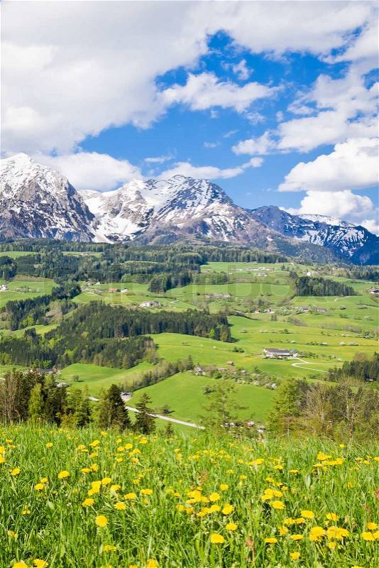 Alpine landscape in the springtime, stock photo
