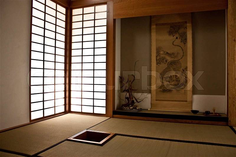 Interior of a traditional Japanese room, every detail is original, stock photo