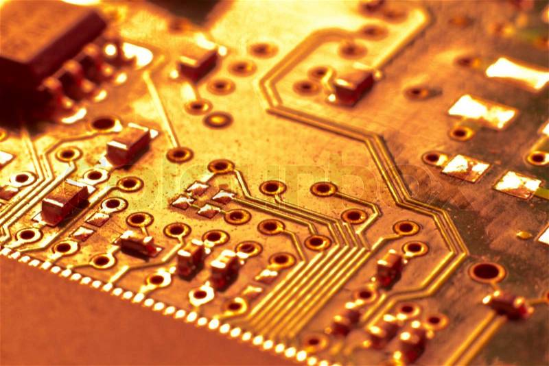 Close up of electronic circuit board, stock photo