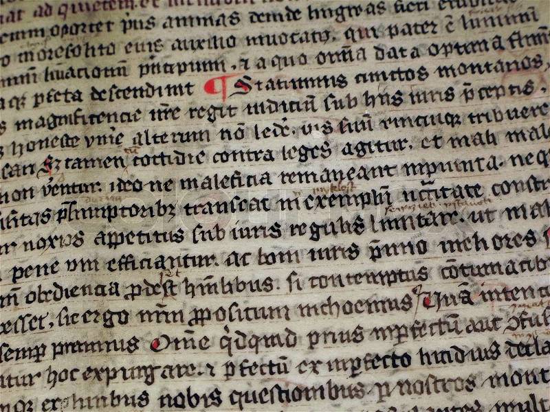 Medieval writing, stock photo