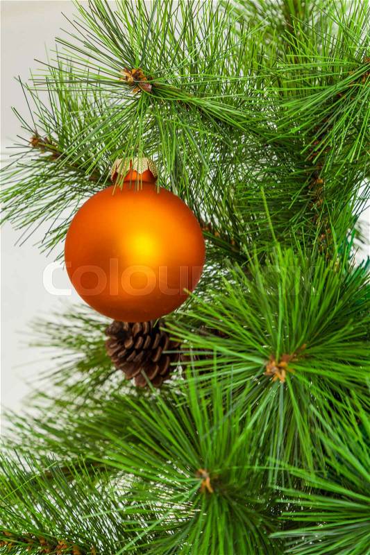 Decorated Christmas tree. Merry Christmas and Happy New Year, stock photo