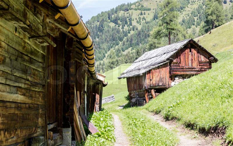 Old cabin in the Alps - Summertime in Austria, stock photo