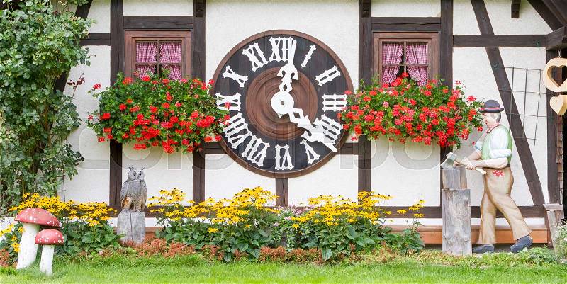 TRIBERG, GERMANY - AUGUST 21 2017: Biggest Cuckoo Clock in the World at Schonach, stock photo