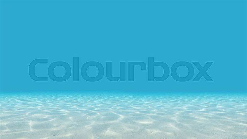 Under blue clear sea. Ocean floor. 3D render, stock photo