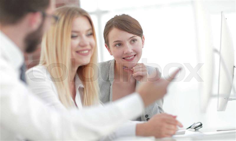 Background image of a business team at a Desk. business concept, stock photo