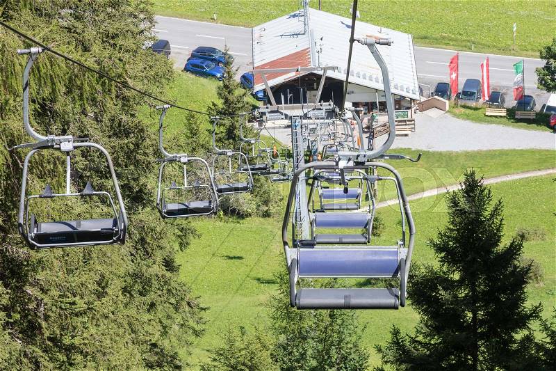 Ski lift chair in the Alps - Austria, stock photo