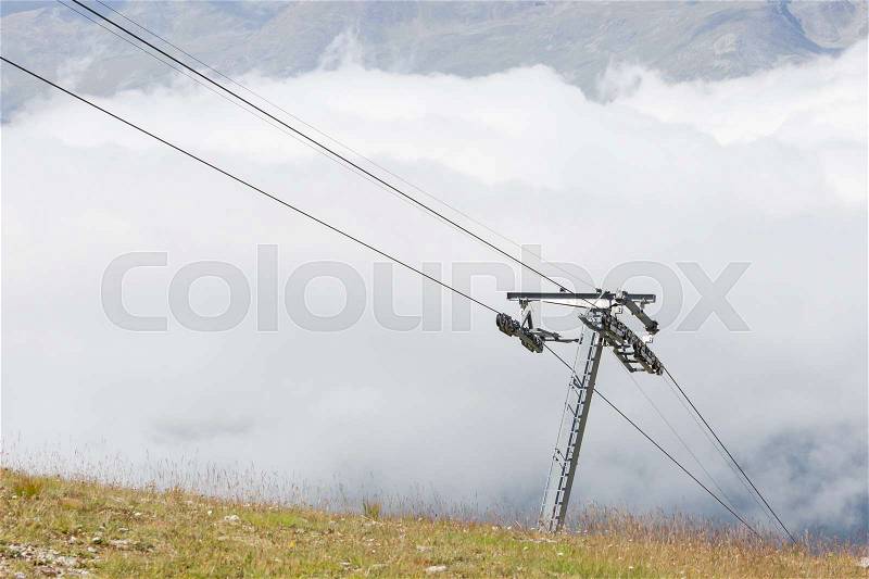 Ski lift chair in the Alps - Austria, stock photo