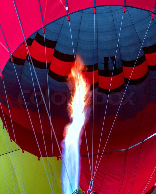 Hot air balloon with fire, stock photo