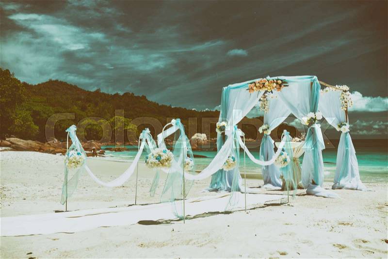 Marriage carpet on the beach, stock photo