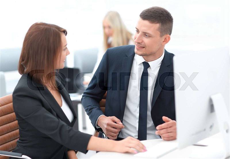 Experienced employees discussing business problems . photo with copy space, stock photo