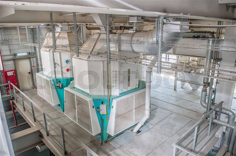 Interior of automatic line for the production of feed, stock photo