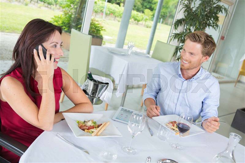 At a fancy restaurant, stock photo