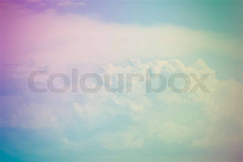Pastel sky and big clouds soft background, stock photo