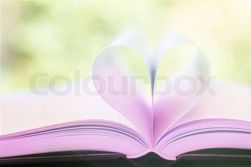Heart From A Pink Book Page, Vintage Style, Close Up Heart Shape From Pink Paper Book With Soft Light (Blur Background), Concept For Valentine\'s Day, stock photo