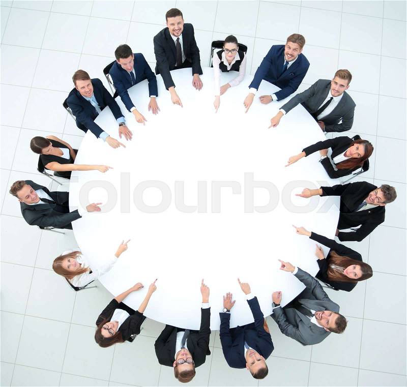 Group of business people sitting at the round table. the business concept. photo with copy space, stock photo