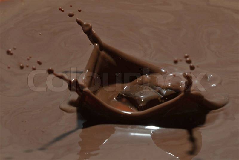 Chocolate splash closeup, stock photo