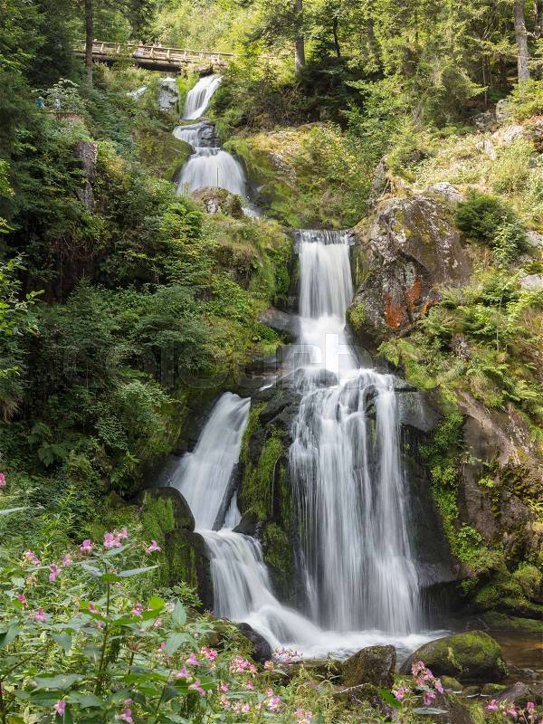 Triberg, Germany - August 17, 2017: Triberg Falls, one of the highest waterfalls in Germany on August 17, 2017, stock photo