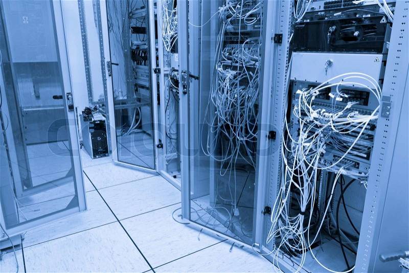 Server room filled with with racks, stock photo