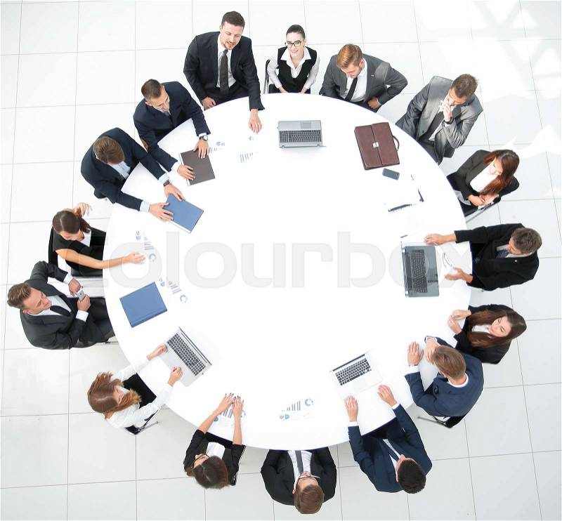 Meeting of shareholders of the company at the round - table.the concept of business meetings, stock photo