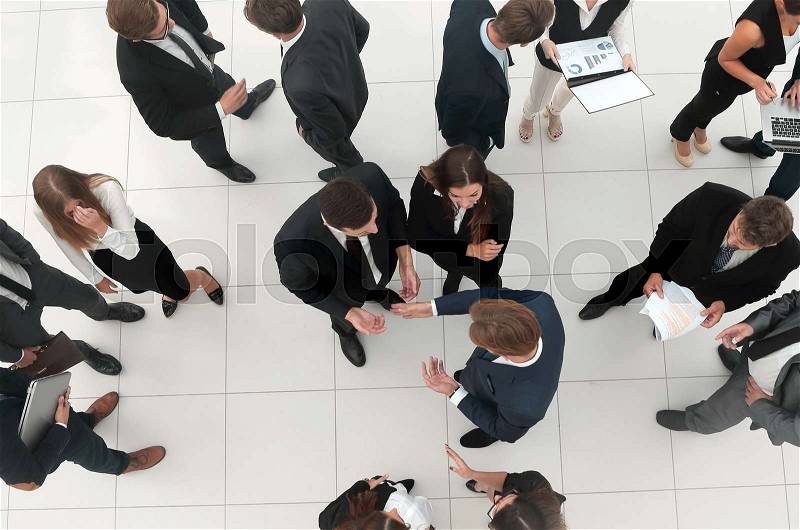 Handshake between competitors before the start of business negot.view from the top, stock photo