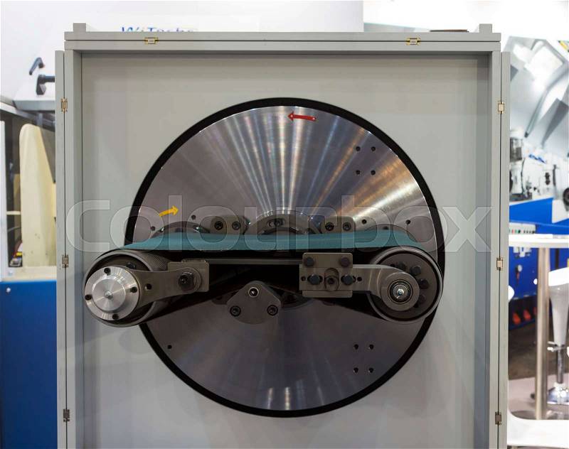Wire processing machine for wire lapping ; close up , stock photo