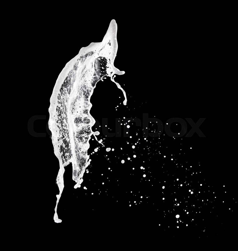 White bubble foam splash with water splash on a black background, stock photo