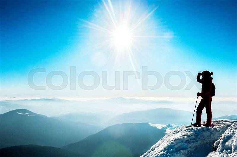 Hiking in the mountains. Active sport concept, stock photo