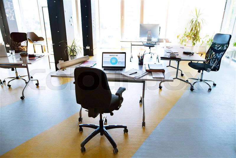 Big bright empty modern office. The interior of working office space, stock photo