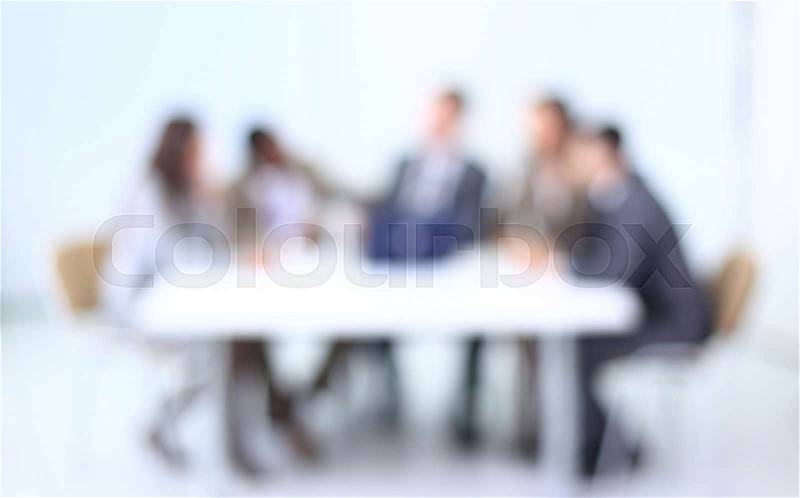 Business background. blurred image of business team workplace, stock photo