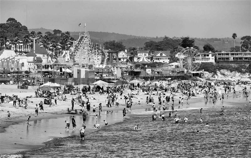 SANTA CRUZ, CA - AUGUST 4, 2017: Amusement park on the beach. This is a famous tourist attraction in California, stock photo