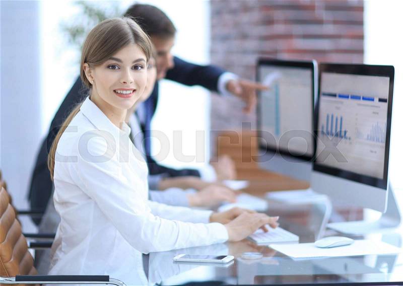 Young professional and business team discussing financial data. the concept of teamwork, stock photo