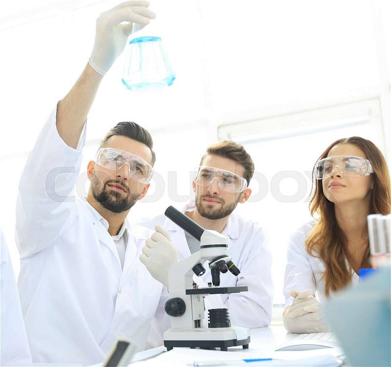 Group of young workers are working in biochemistry lab,photo with copy space, stock photo