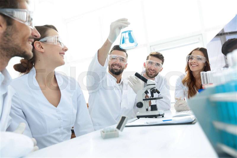 Group of young workers are working in biochemistry lab,photo with copy space, stock photo