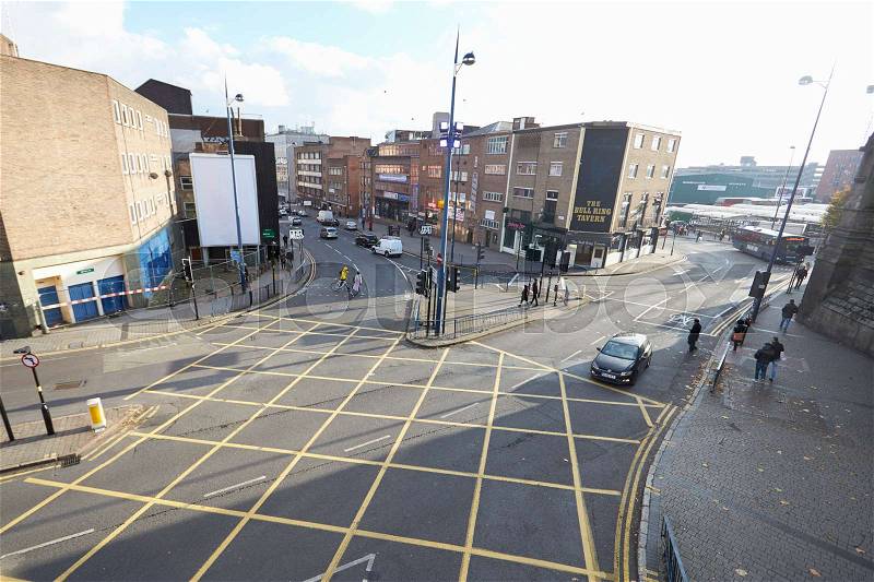 Birmingham, UK - 6 November 2016: High Angle View Of City Road Junction In Birmingham, stock photo
