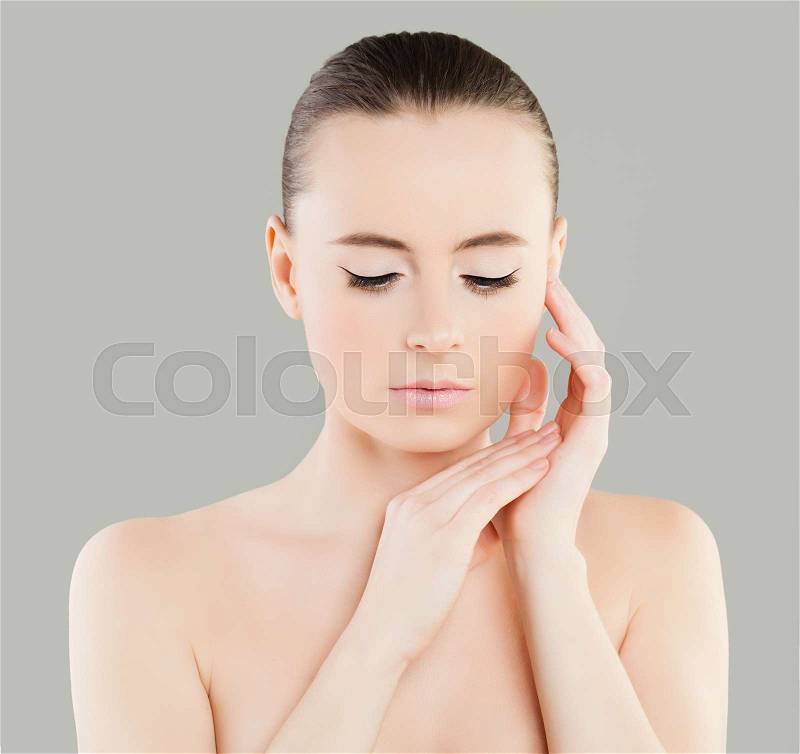 Spa Female Face. Beautiful Spa Woman with Healthy Skin Relaxing. Spa Beauty, Facial Treatment and Cosmetology Concept, stock photo